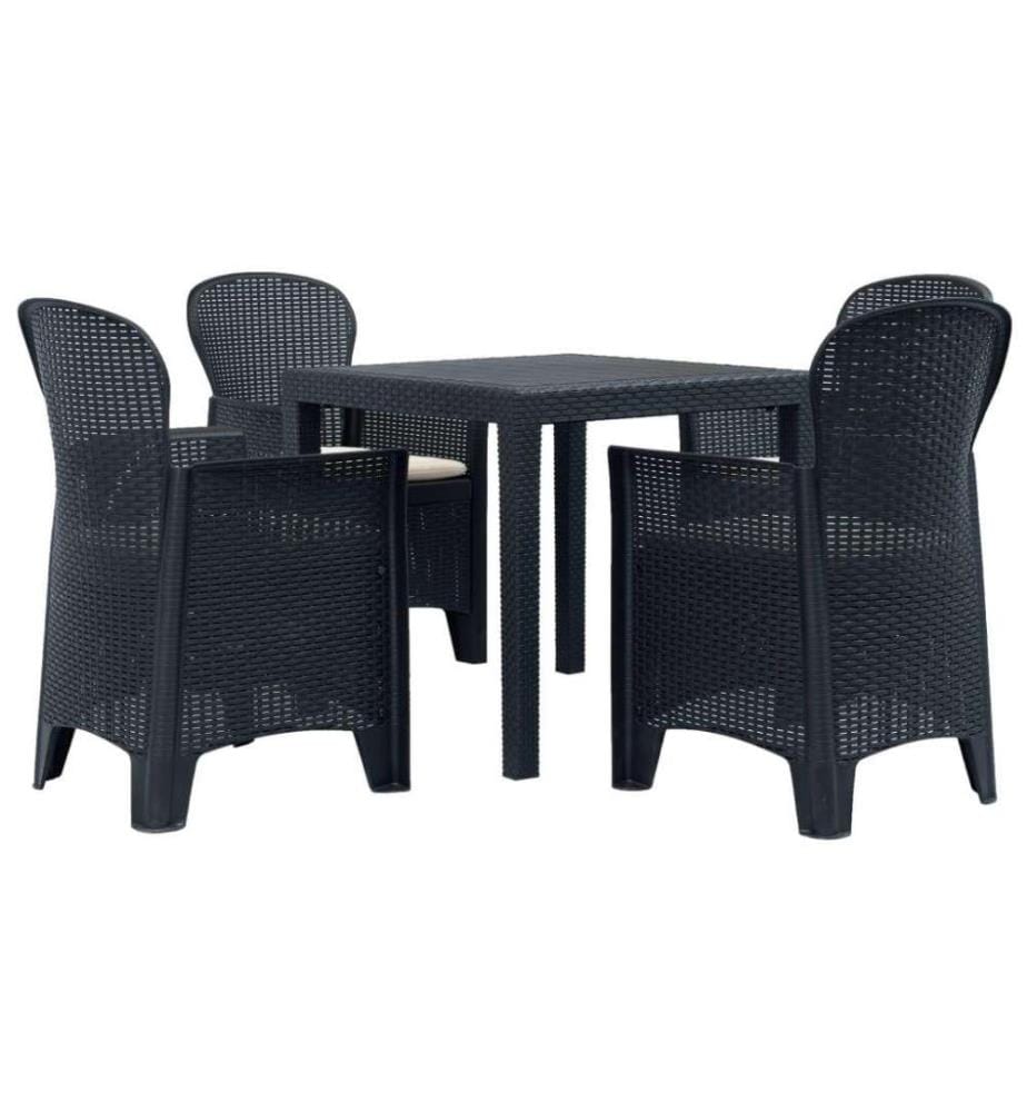 Ensemble à dîner 5 pcs Plastique Anthracite Aspect de rotin