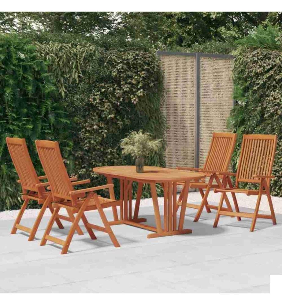 Ensemble à dîner de jardin 5 pcs Bois d'eucalyptus massif