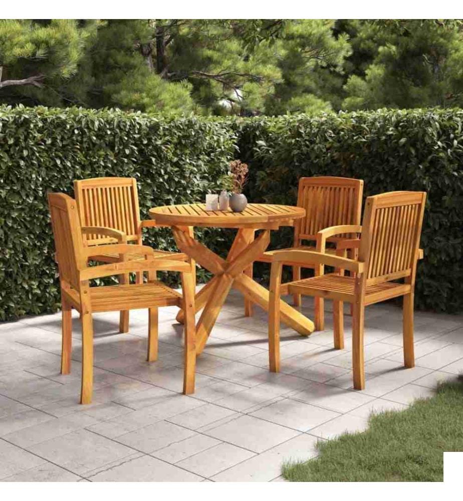 Ensemble de salle à manger de jardin 5 pcs Bois de teck massif