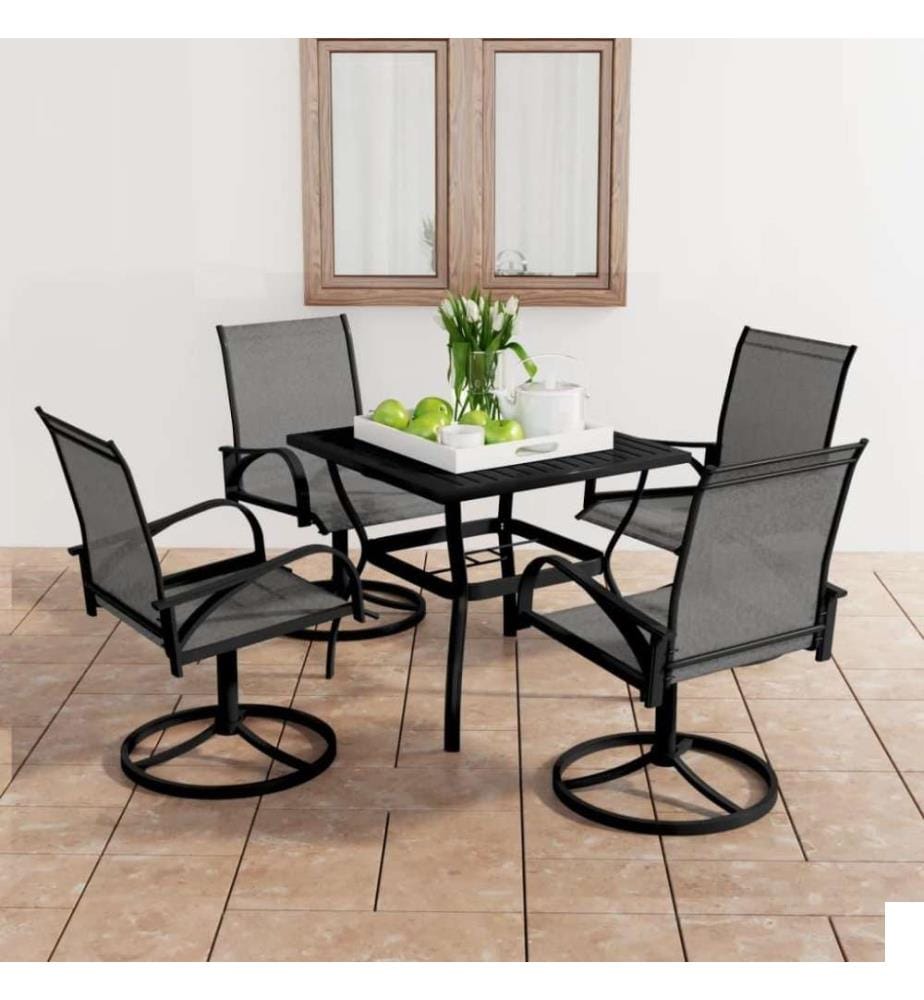 Ensemble de salle à manger de jardin 5 pcs Textilène et acier