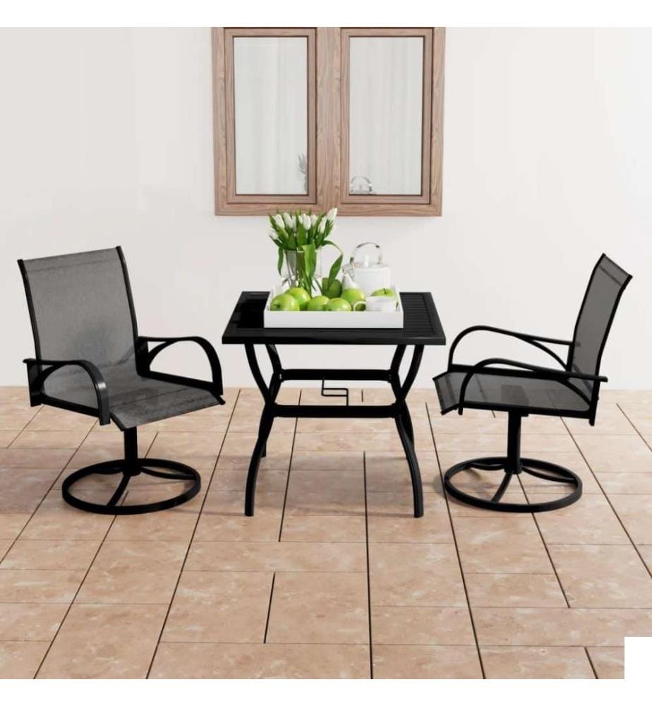 Ensemble de salle à manger de jardin 3 pcs Textilène et acier