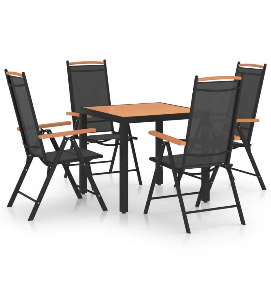 Ensemble de salle à manger de jardin 5 pcs Aluminium Noir