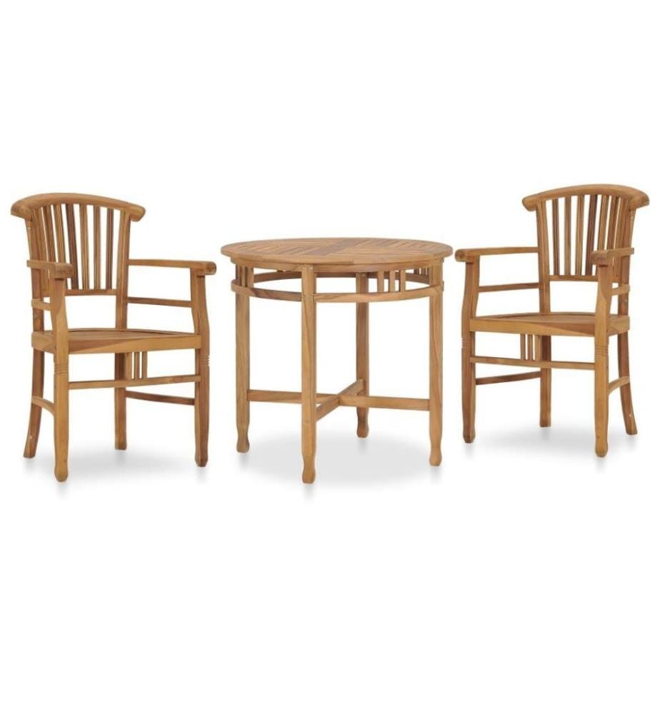 Ensemble de salle à manger de jardin 3 pcs Bois de teck solide