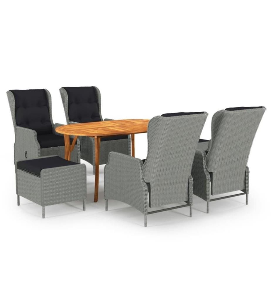 Ensemble de salle à manger de jardin 7 pcs Gris clair