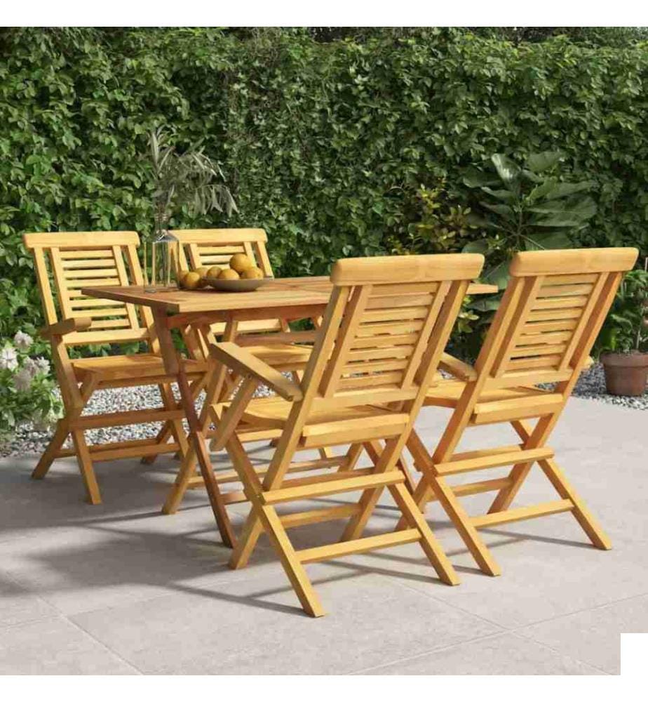 Ensemble à dîner de jardin 5 pcs Bois de teck massif