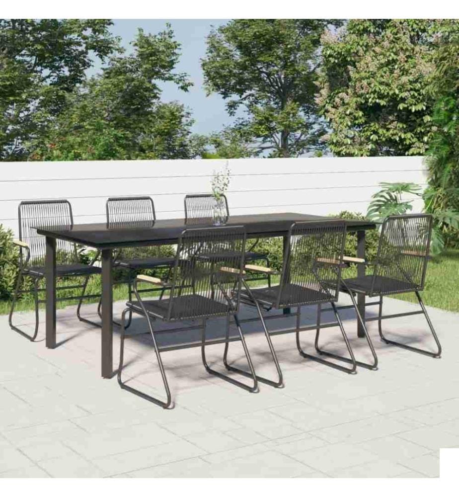 Ensemble à dîner de jardin 7 pcs Noir Rotin PVC