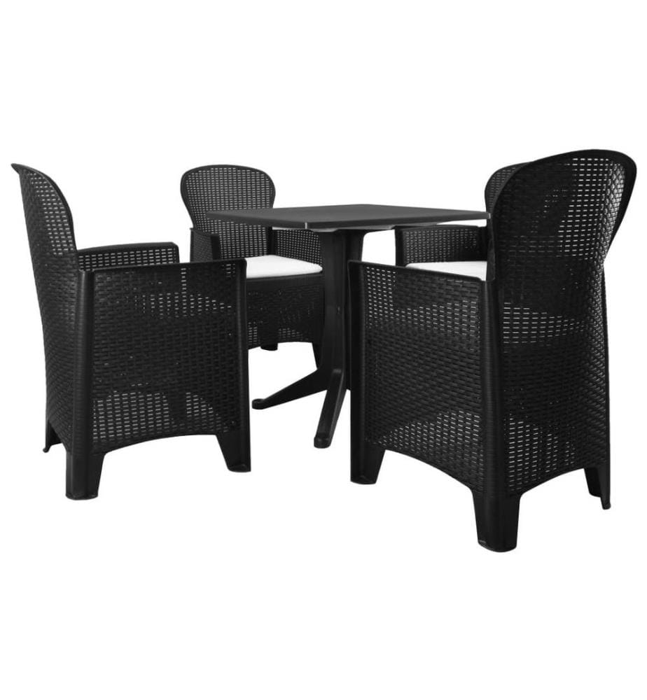 Ensemble à dîner d'extérieur 5 pcs Plastique rotin Anthracite