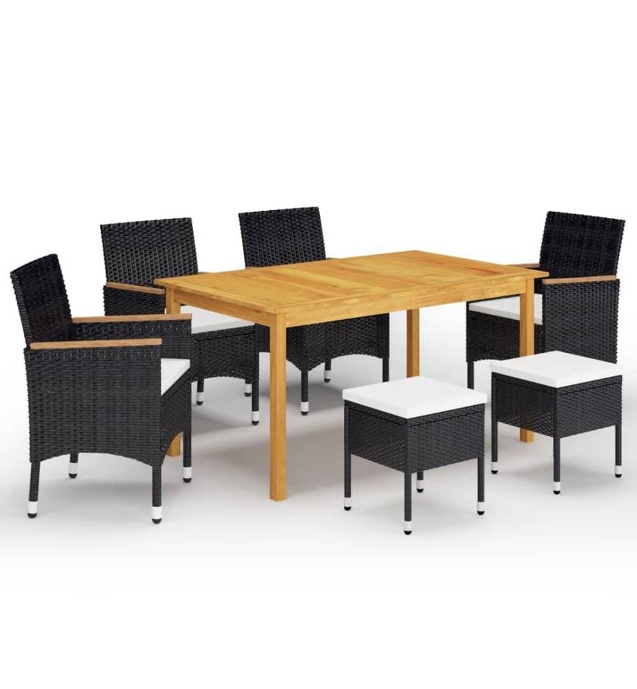 Ensemble de salle à manger de jardin 7 pcs Noir