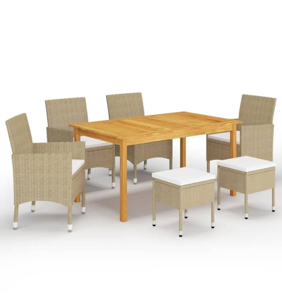 Ensemble de salle à manger de jardin 7 pcs Beige