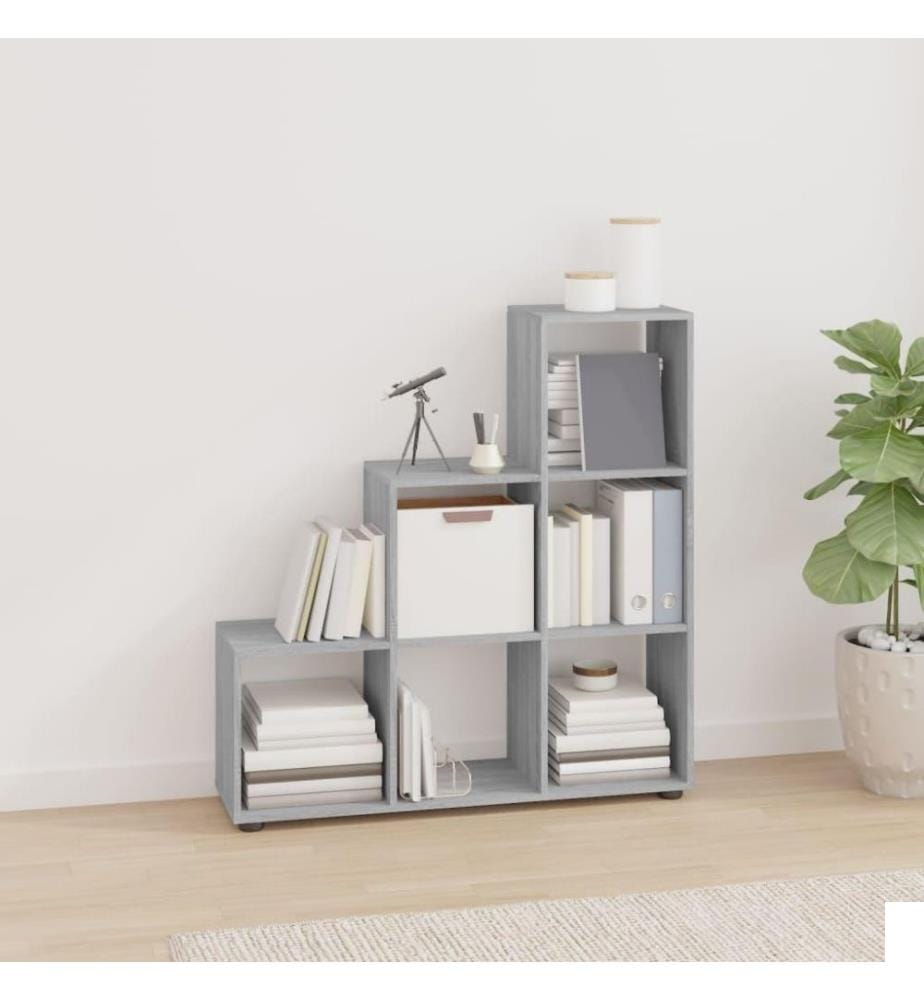 Bibliothèque escalier Sonoma gris 107 cm Bois d'ingénierie