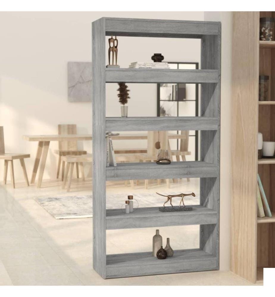 Bibliothèque/Séparateur de pièce Sonoma gris 80x30x166 cm