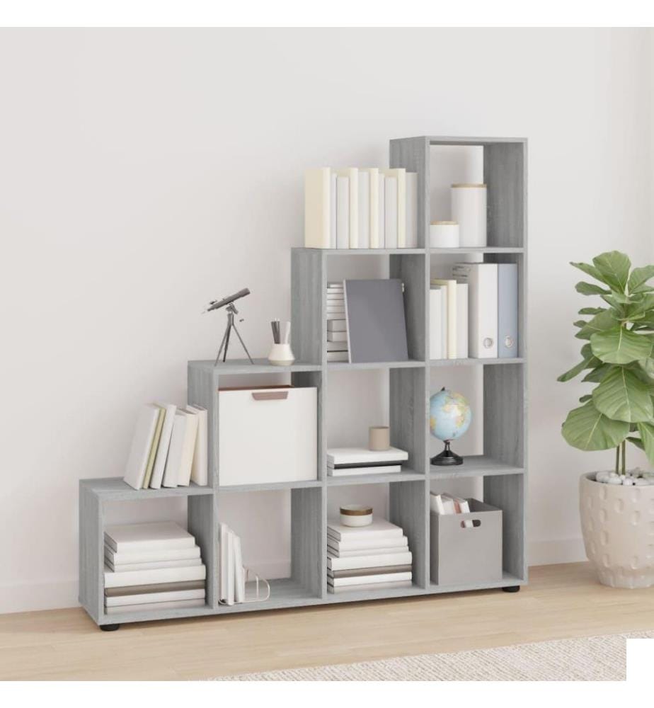 Bibliothèque escalier Sonoma gris 142 cm Bois d'ingénierie