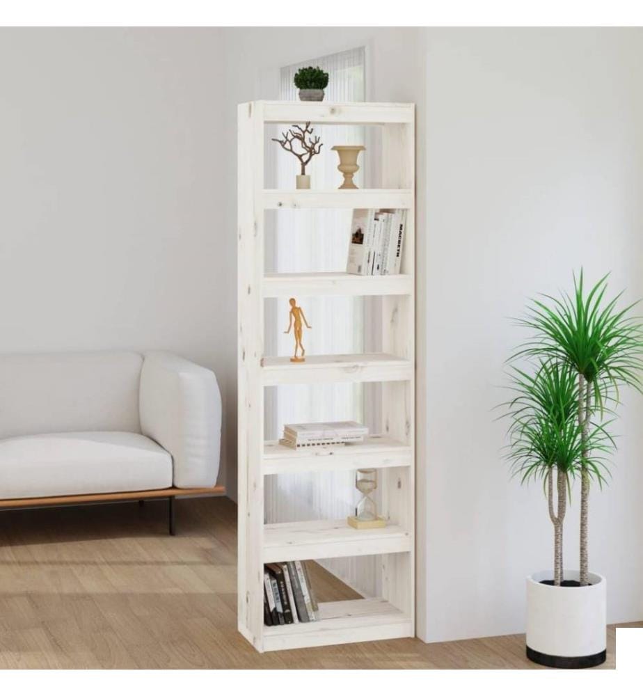 Bibliothèque/Séparateur de pièce Blanc 60x30x199,5cm Pin solide