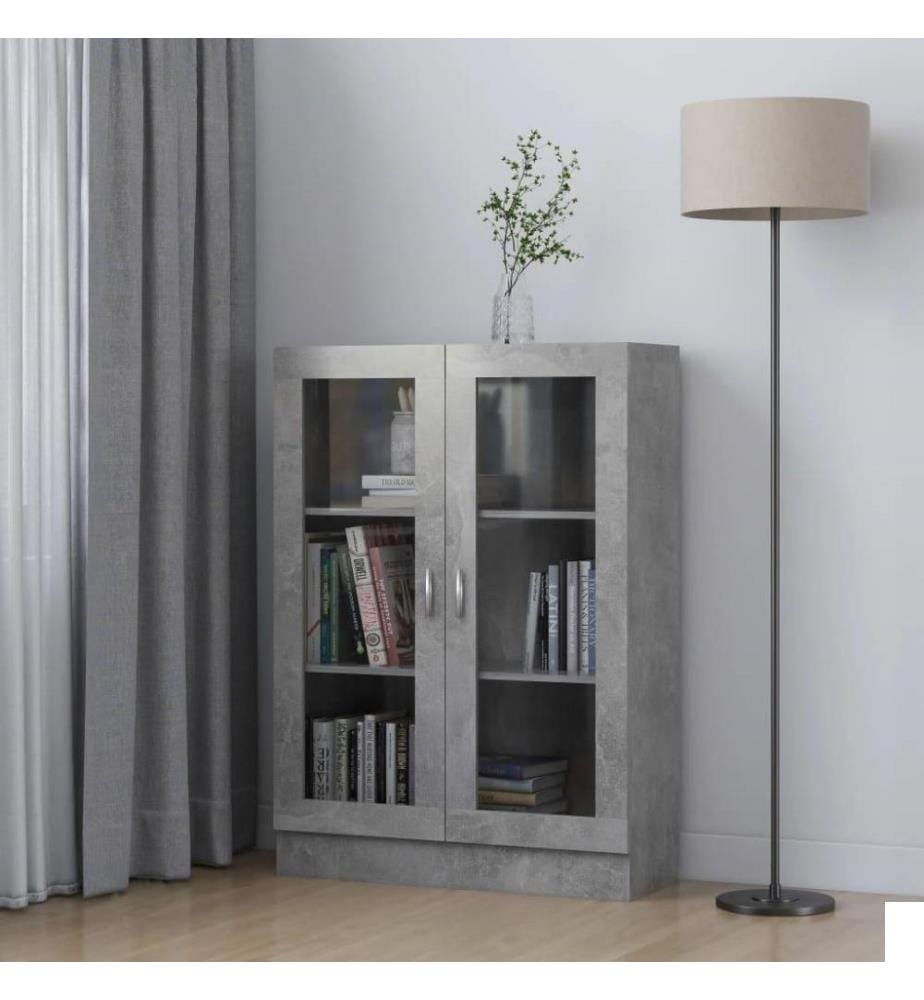 Armoire à vitrine Gris béton 82,5x30,5x115 cm Aggloméré