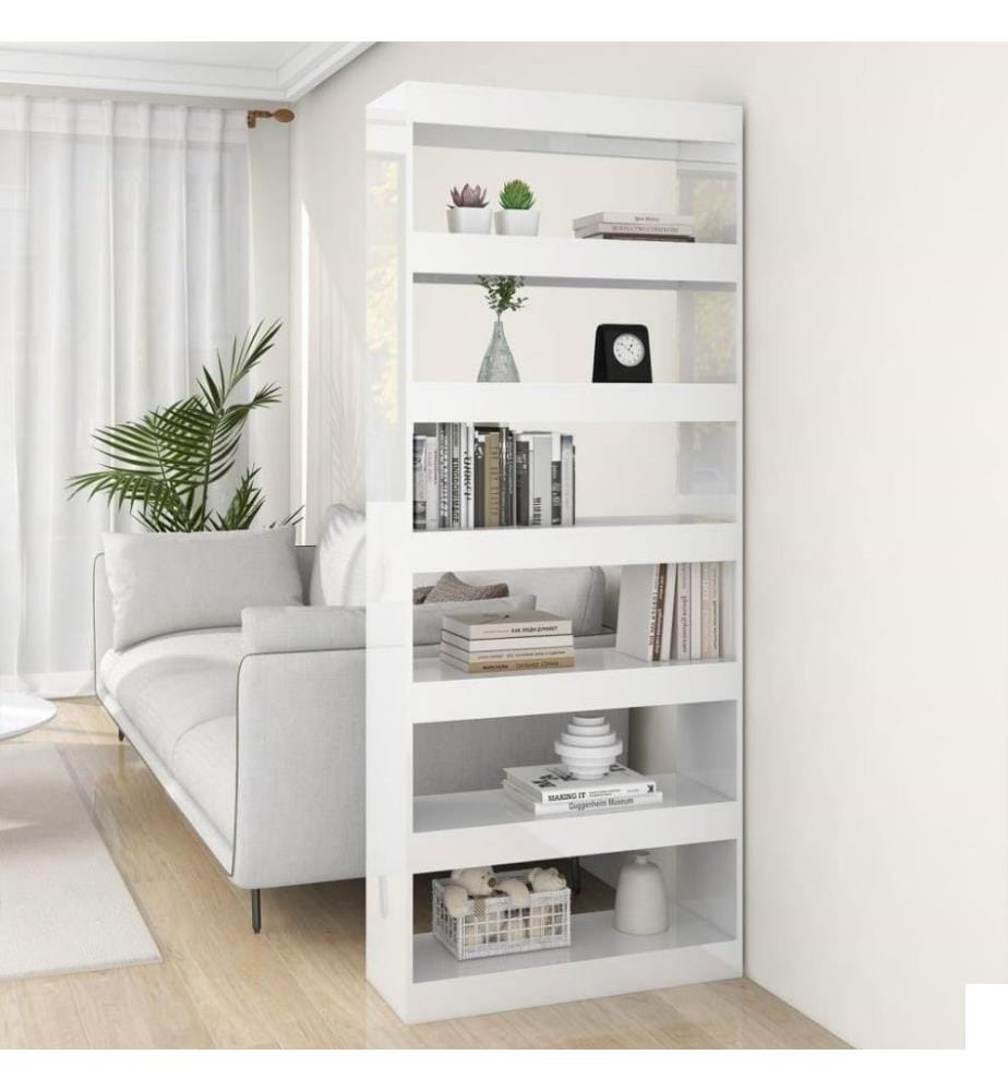 Bibliothèque/Séparateur de pièce Blanc brillant 80x30x198 cm