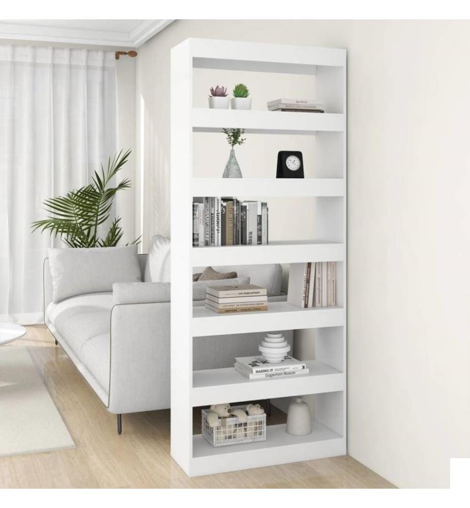 Bibliothèque/Séparateur de pièce Blanc 80x30x198 cm Aggloméré