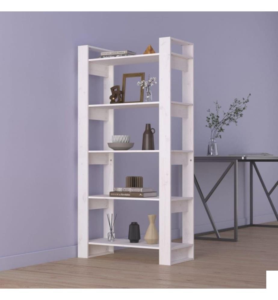Bibliothèque/Séparateur de pièce Blanc 80x35x160 cm Bois massif