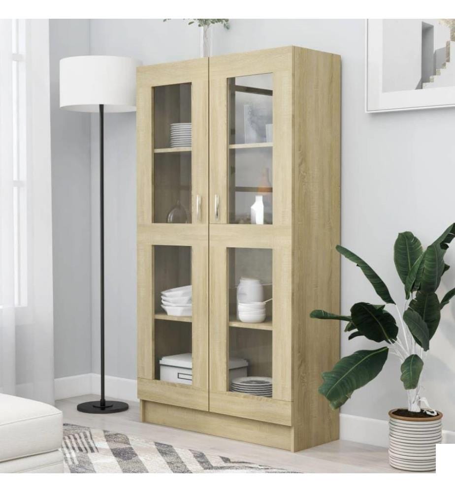 Armoire à vitrine Chêne sonoma 82,5x30,5x150 cm Aggloméré