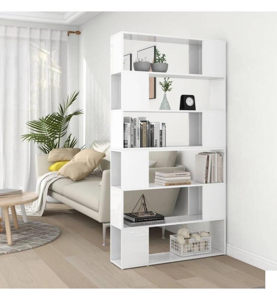 Bibliothèque/Séparateur de pièce Blanc brillant 100x24x188 cm
