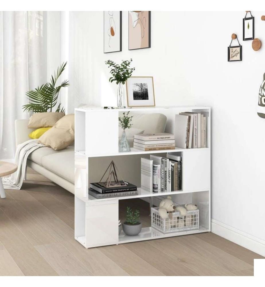 Bibliothèque/Séparateur de pièce Blanc brillant 100x24x94 cm