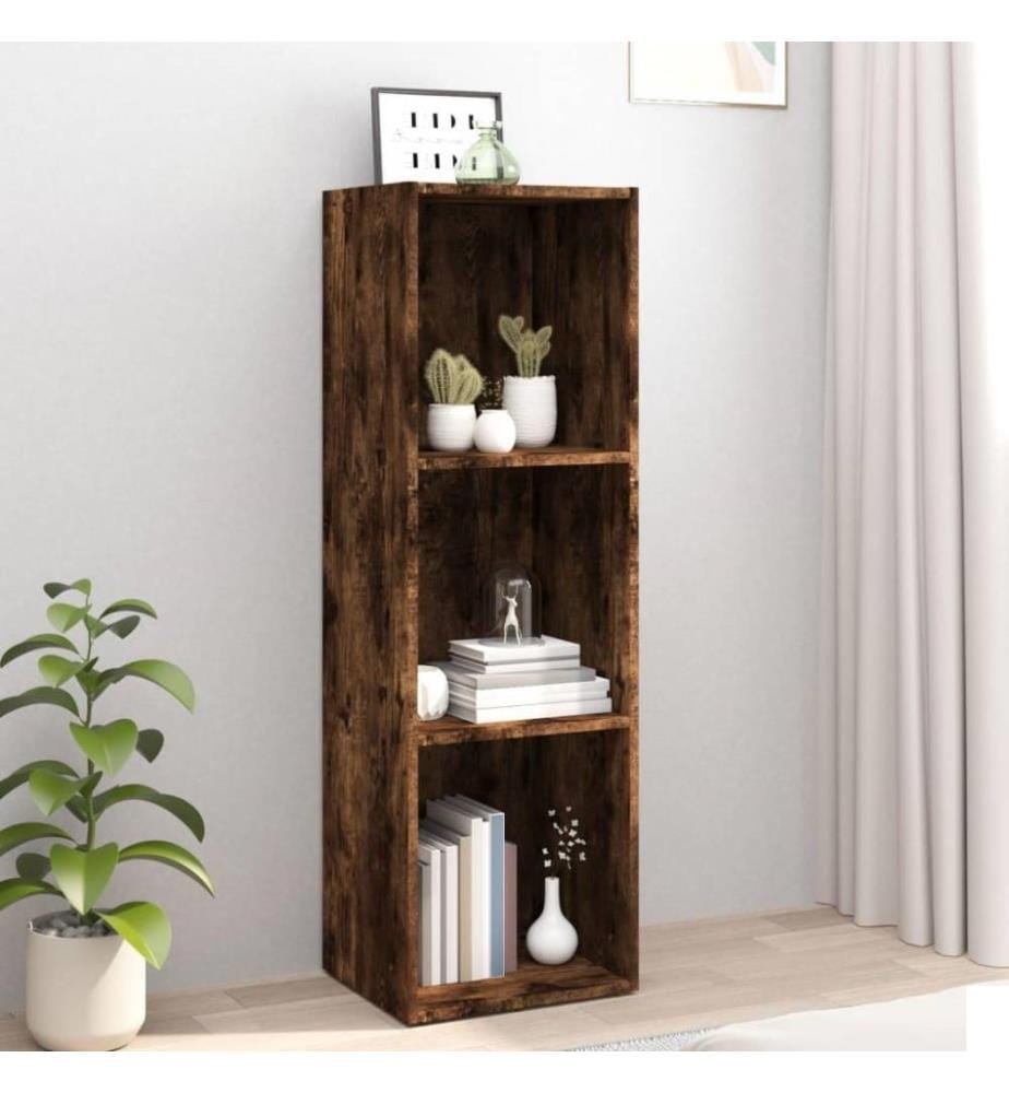 Bibliothèque/Meuble TV chêne fumé 36x30x114cm bois d'ingénierie