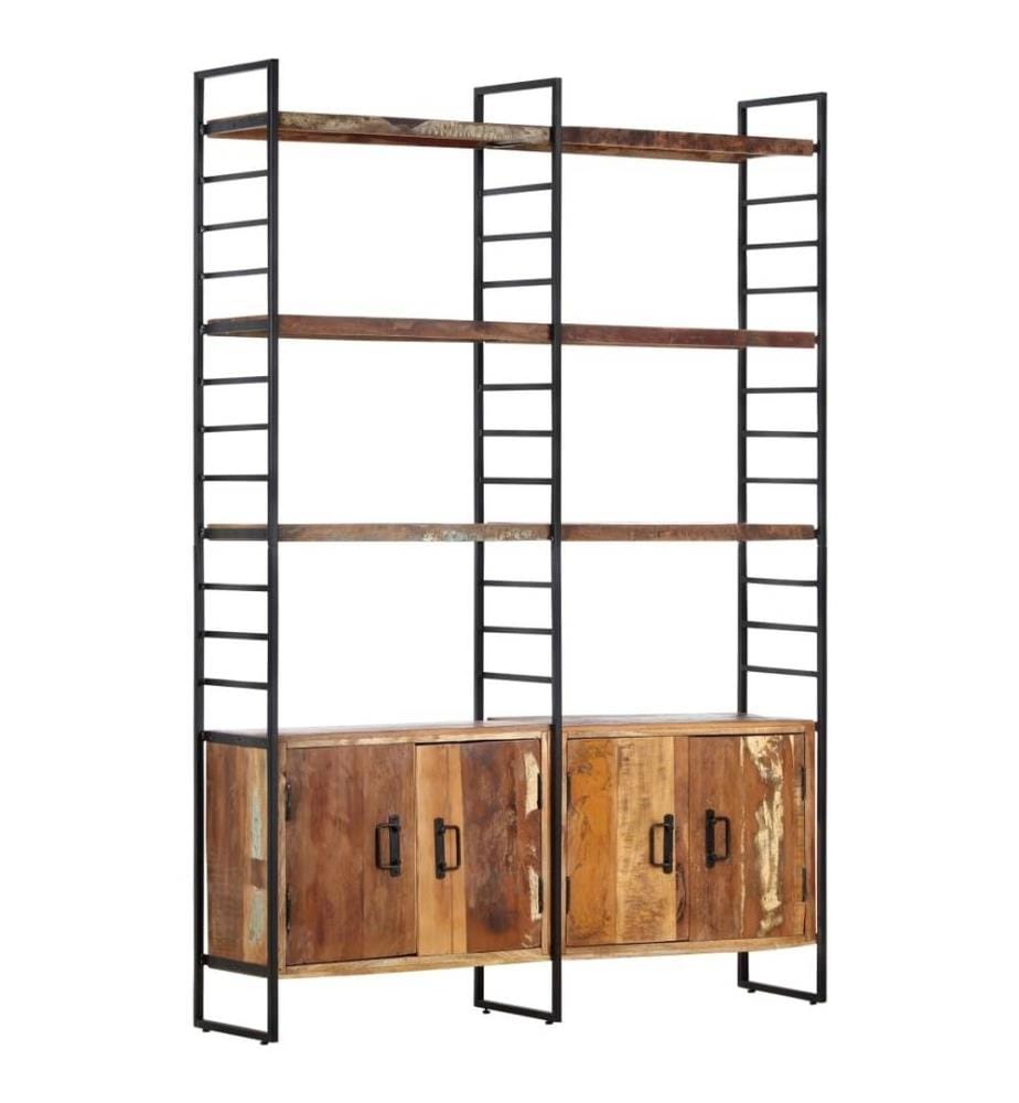 Bibliothèque 4 niveaux 124x30x180cm Bois solide de récupération