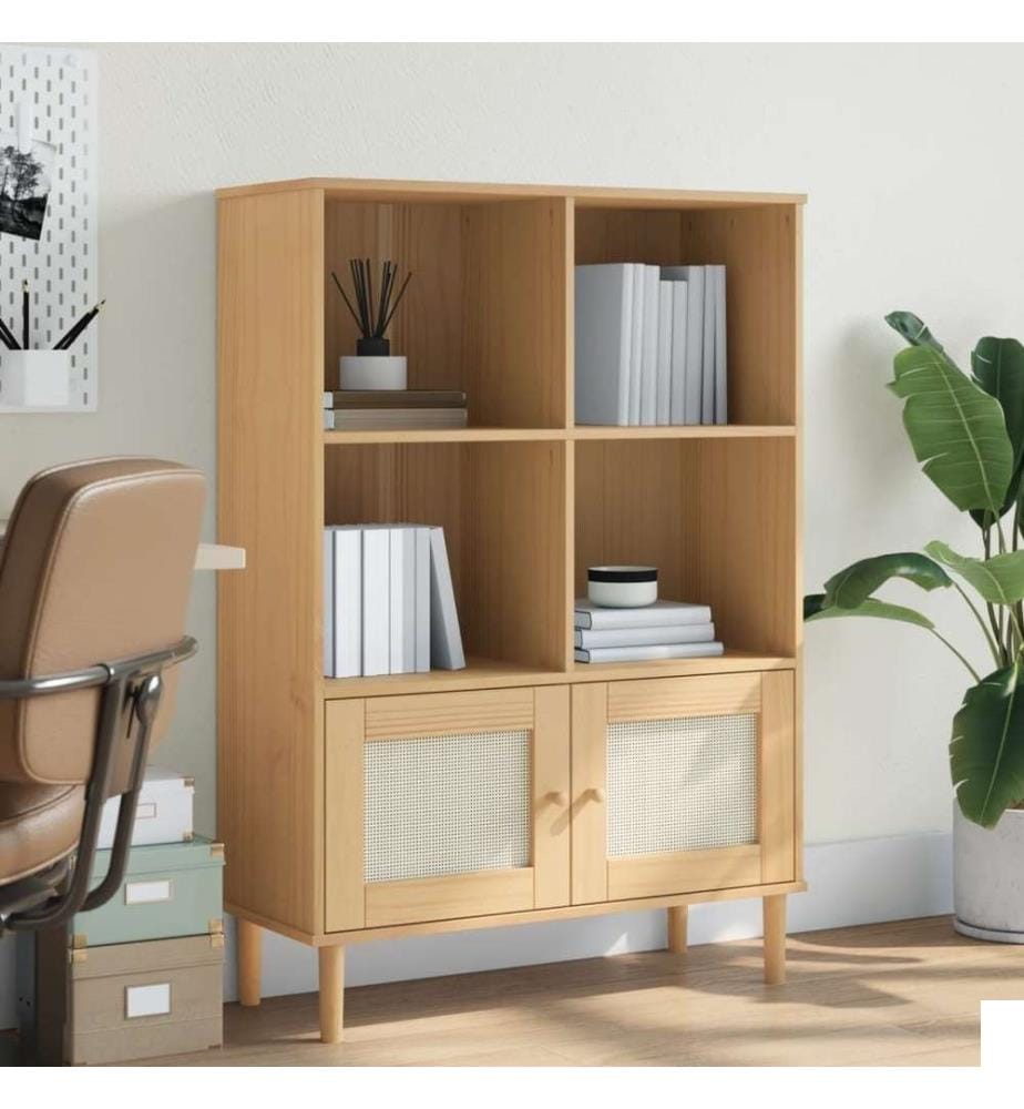 Bibliothèque SENJA aspect de rotin marron bois massif de pin
