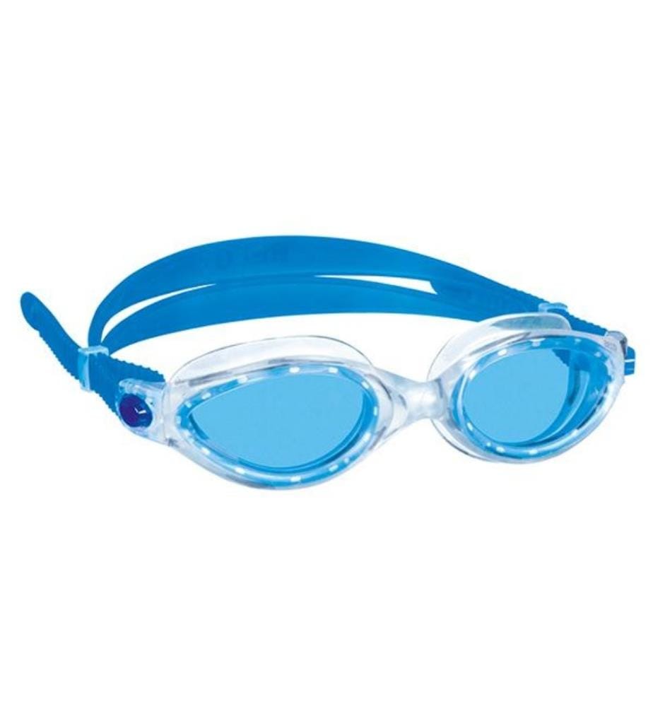 BECO - CANCUN lunettes de natation bleu, sangle double, protection 100% d'UV, dans une boîte de rangement