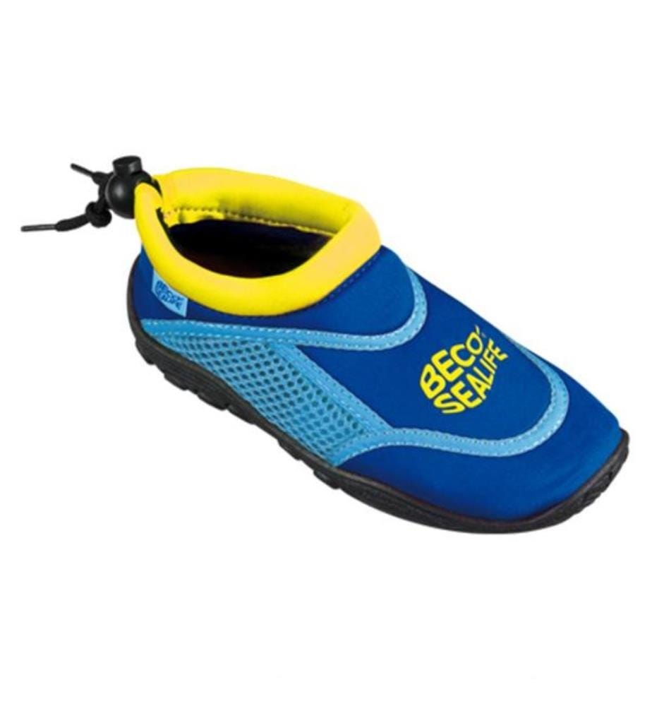 BECO - Chaussures bain/surf enfant bleu 24/25, en néoprène, avec empiècement en maille, semelle en caoutchouc