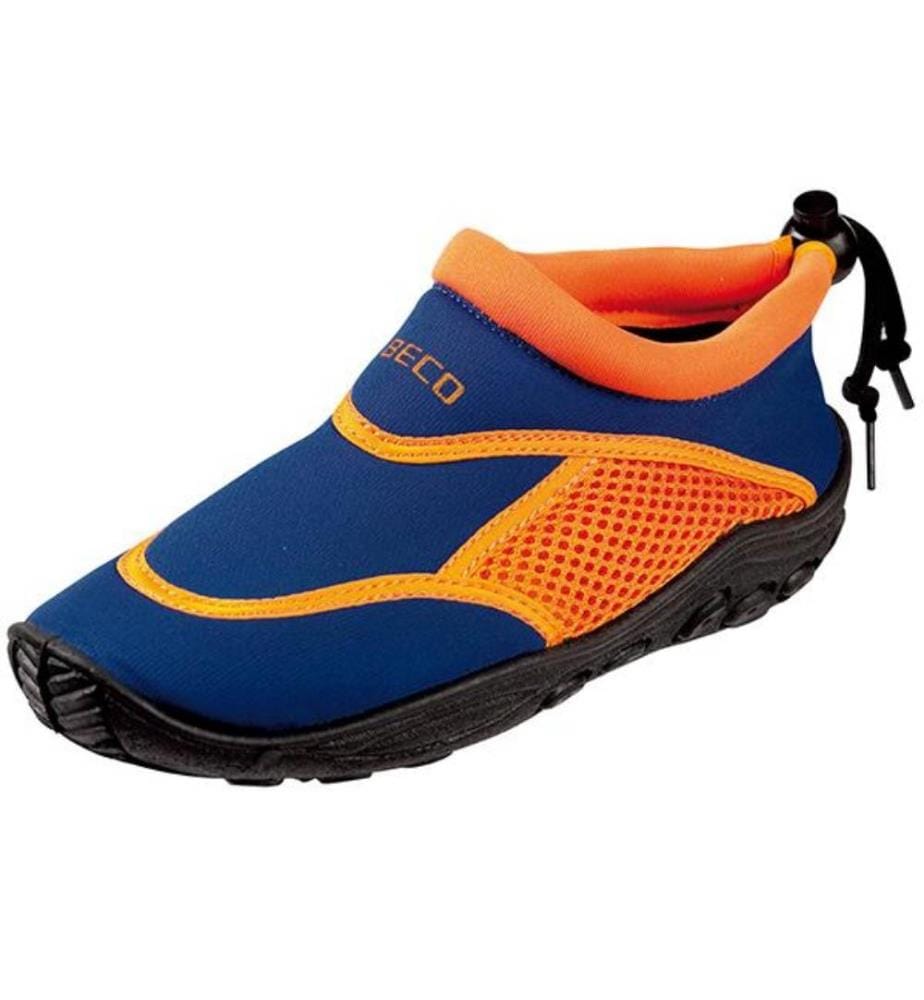 BECO - Chaussures bain/surf enfant bleu 29, bleu/orange, en néoprène, avec empiècement en maille, semelle en caoutchouc