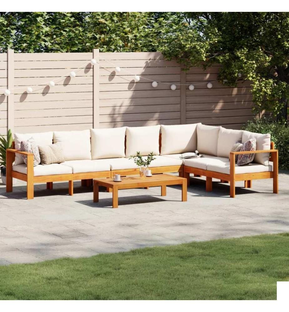 Salon de jardin avec coussins 5 pcs Bois d'acacia solide