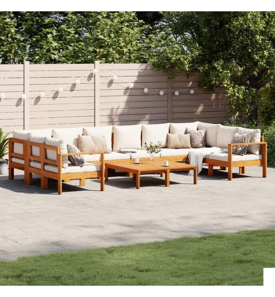 Salon de jardin avec coussins 8 pcs bois massif d'acacia