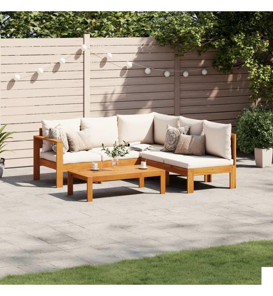 Salon de jardin avec coussins 4 pcs bois d'acacia massif
