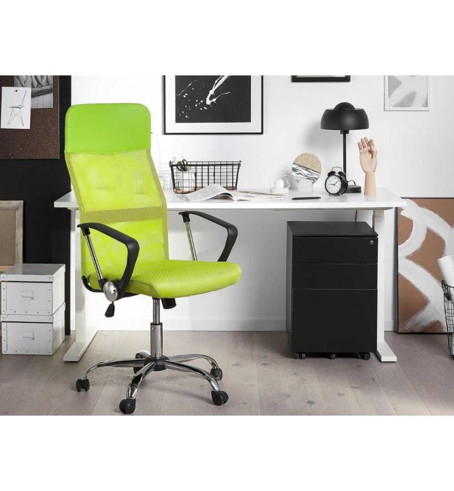 Chaise de Bureau Verte en Cuir Pu et Tissu Moderne Maillé Design Sportif Rotation à 360° Mécanisme d'Inclinaison Durable