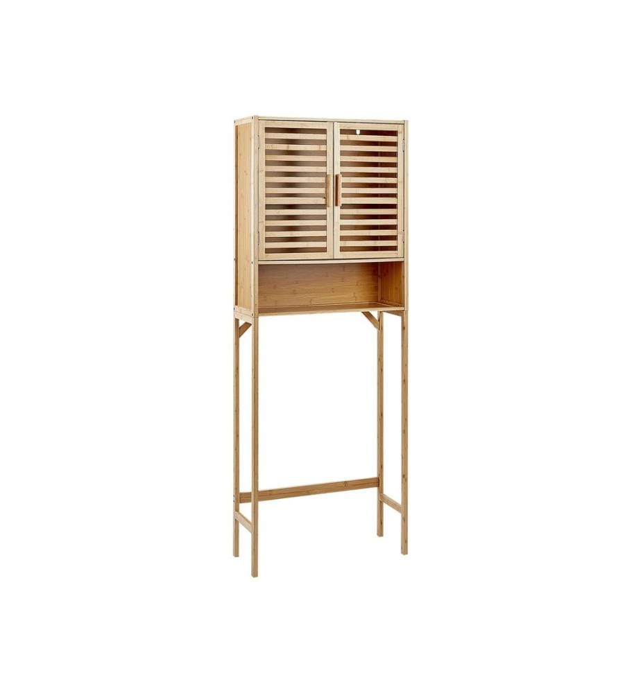 Etagère Bois Clair en Bambou Salle de Bain Rangement Dessus Machine à Laver Style Minimaliste