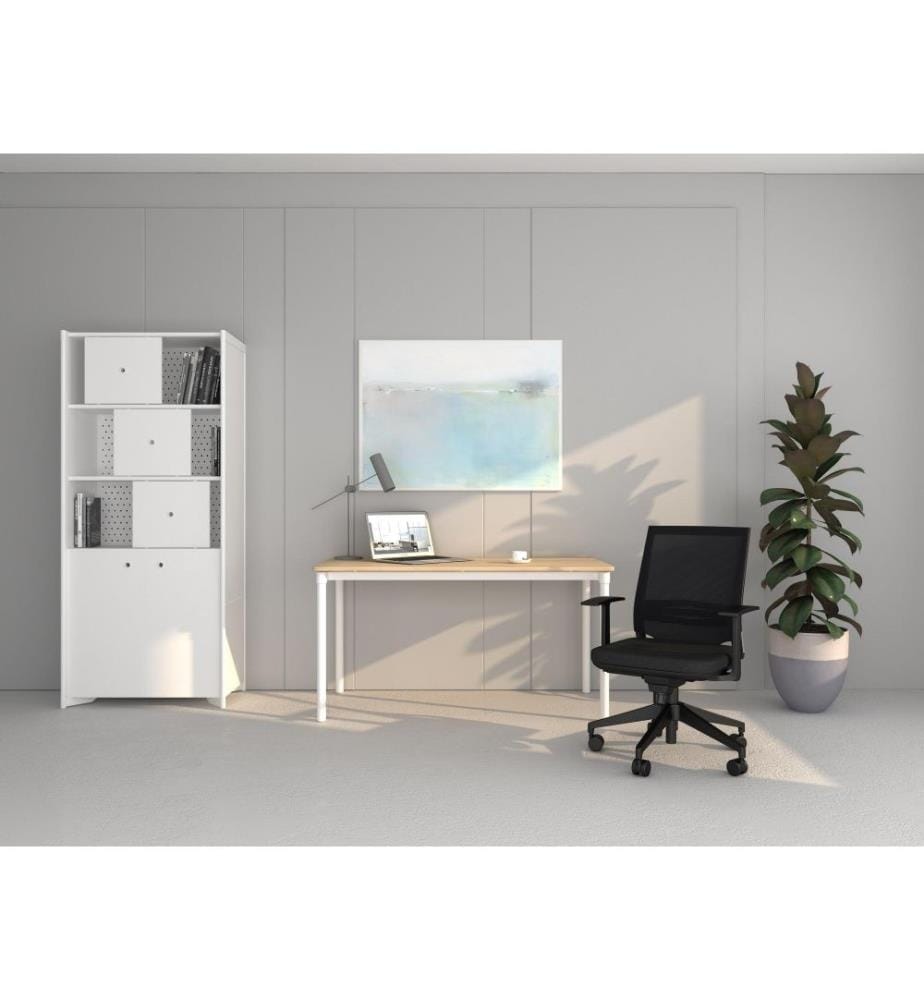 Bureau d'étude, chêne, blanc, panneau de particules mélaminé