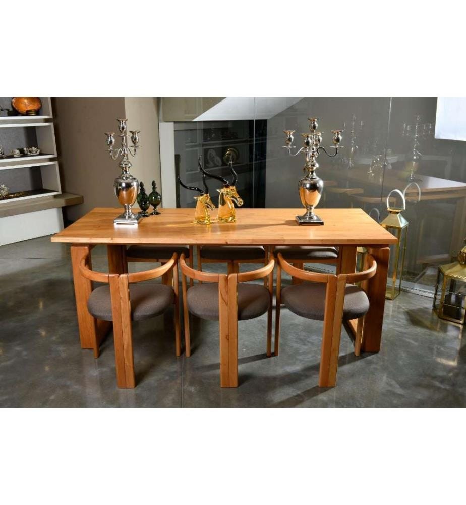 Table de salle à manger, chêne, cadre en bois de charme, plateau en pin massif