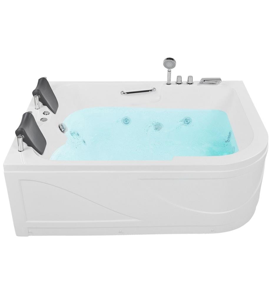 Baignoire d'Hydromassage en Acrylique Blanc 170 x 119 cm Lumières LED Sous-marines Angle à Droite Double Hydromassage