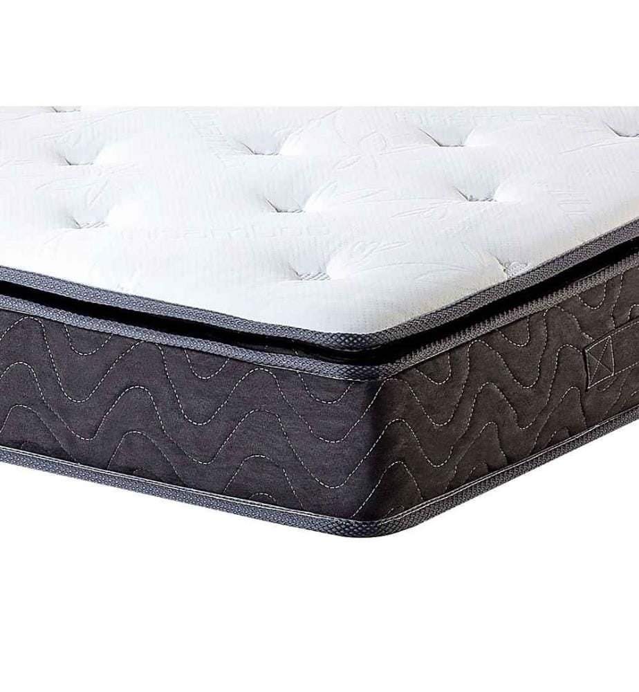 Matelas 90 x 200 cm 5 Zones Gris et Blanc à Ressorts Ensachés avec Couche Latex pour Confort de Couchage Ultime et
