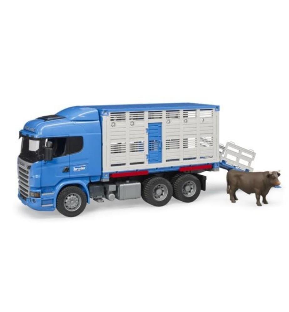 BRUDER - Camion Scania série R transport d'animaux, avec 1 bovin
