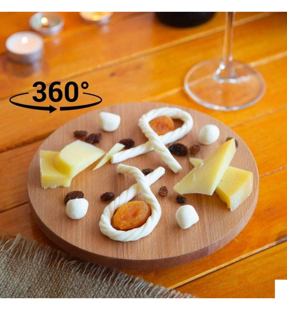 Plateau de service, naturel, en bois, plateau tournant