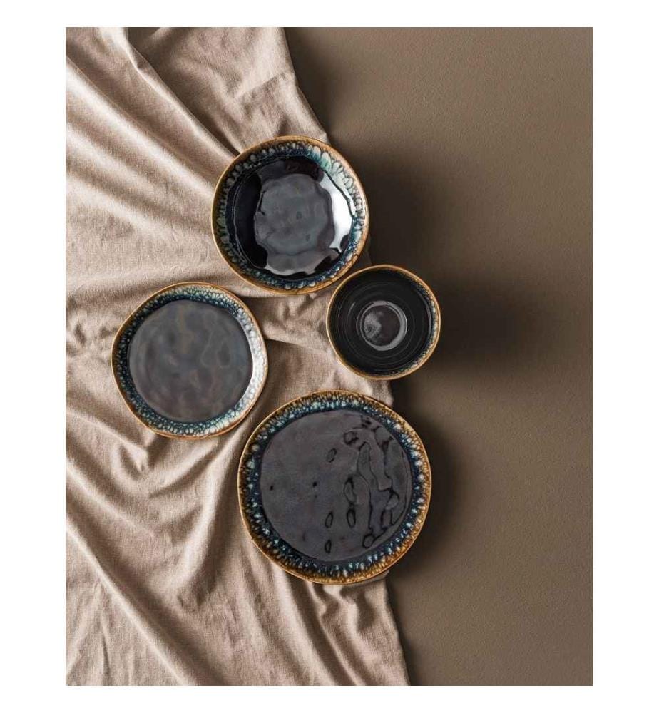Service de table, 18 pièces, brun, 100% céramique en grès