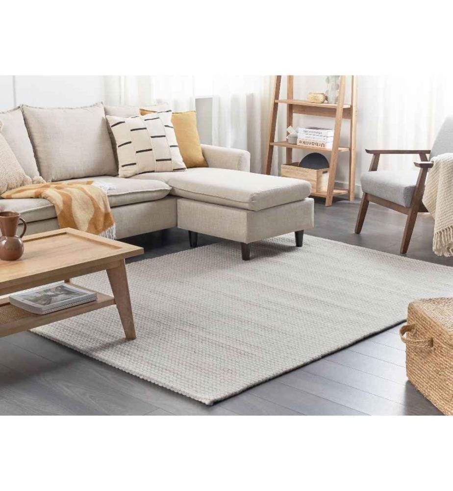 Tapis Rectangulaire Gris Clair en Polyester pour Chambre ou Salon Scandinave 160 x 230