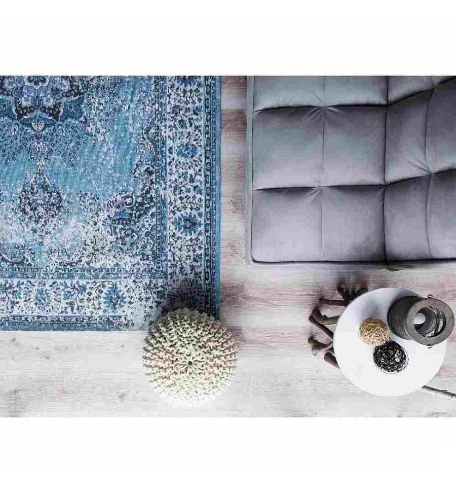 Tapis Bleu en Coton 140 x 200 cm pour Couloir ou Salon Vintage Rétro