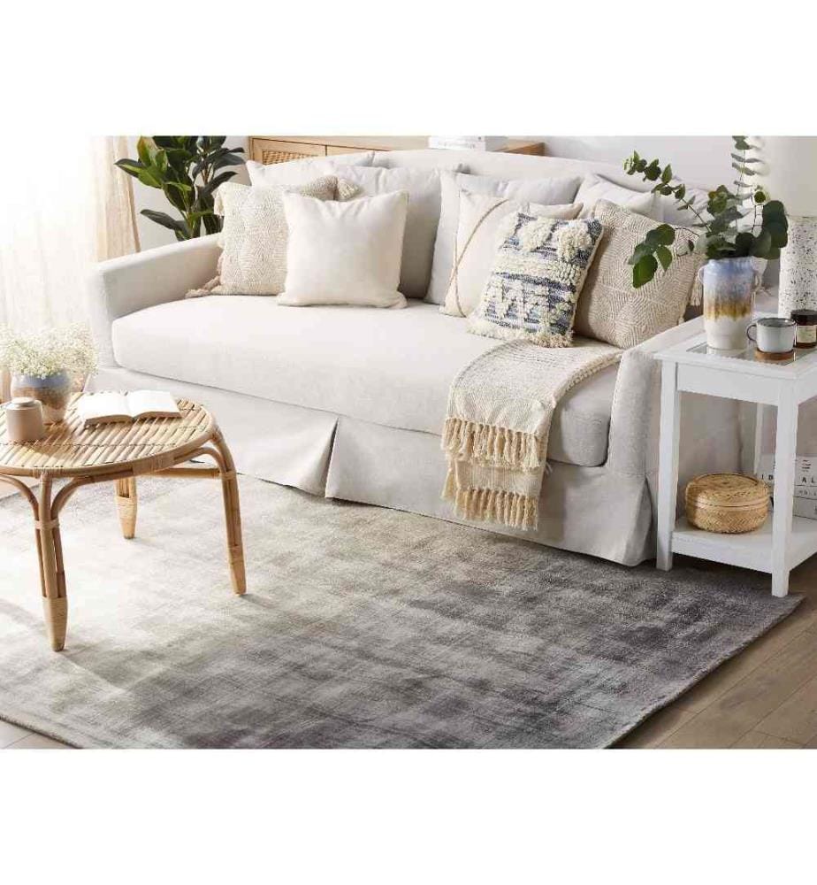 Tapis Rectangulaire Gris Clair et Foncé en Viscose pour Chambre ou Salon au Style Moderne 140 x 200 cm