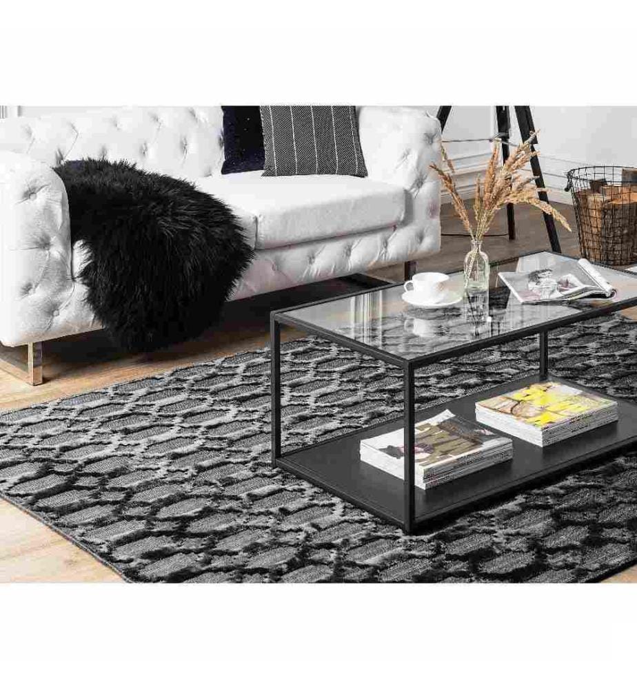 Tapis Rectangulaire Beige en Viscose pour Chambre et Salon au Style Traditionnel ou Moderne 140 x 200 cm
