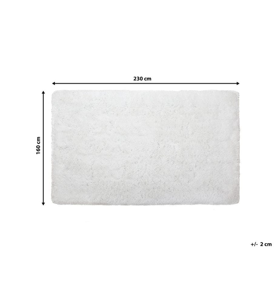 Tapis Shaggy Poil Long Blanc en Polyester et Coton pour Chambre ou Salon au Style Scandinave 160 x 230 cm