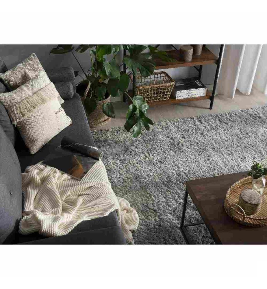 Tapis Épais 160 x 230 cm en Tissu Coton Gris Clair Doux au Toucher pour Chambre et Salon Moderne
