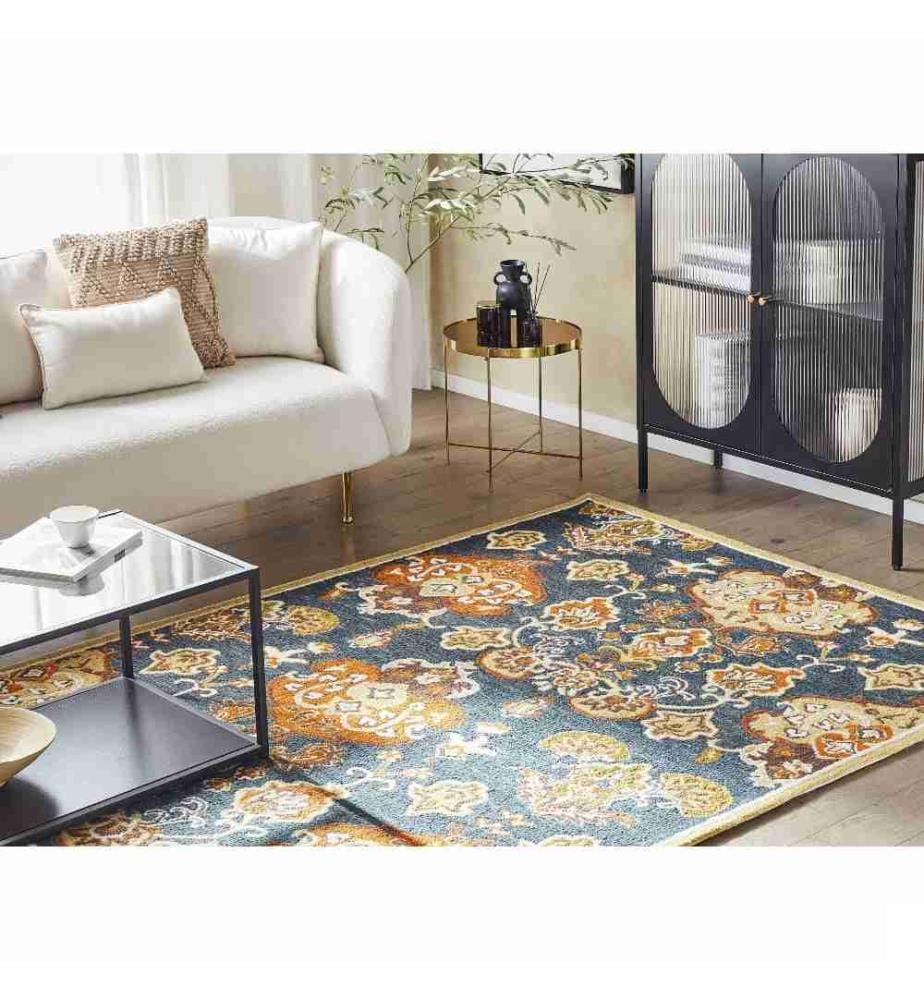 Tapis Multicolore en Laine 140 x 200 cm Touffeté Main Rectangulaire à Motif Vintage de Style Rétro Traditionnel pour Chambre Salon