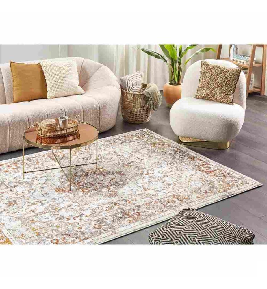 Tapis Beige et Marron 200 x 300 cm à Motif Oriental Ambiance Agréable pour Salon Soutien en Jute et Polyester Chaleureux
